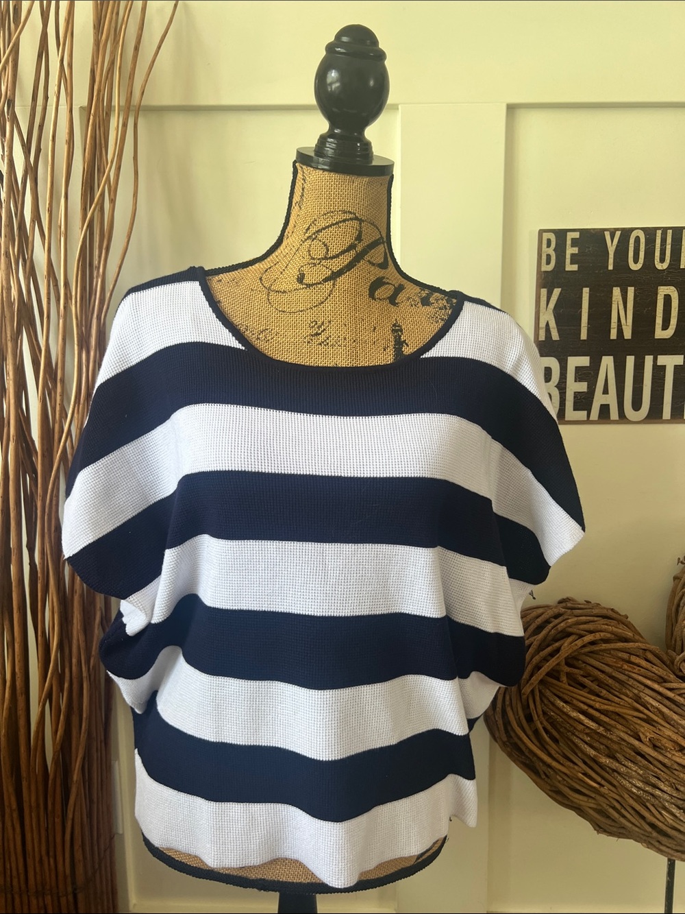 Cyrus Navy and White Striped Knit Top